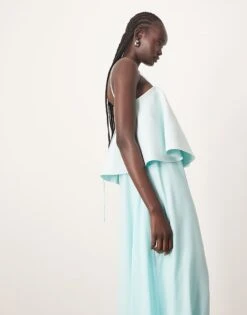 ARRANGE Strappy Layered Volume Maxi Dress In Light Blue For Women -ARANG Clothing Shop 207810486 3