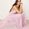 ARRANGE Lace Diamond Panel Maxi Dress In Sugar Pink For Women -ARANG Clothing Shop 207810487 1 pink
