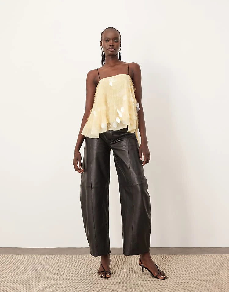 ARRANGE Shard Sequin Top With Contrast Straps In Buttermilk For Women 4 ARRANGE Shard Sequin Top With Contrast Straps In Buttermilk For Women - Image 2