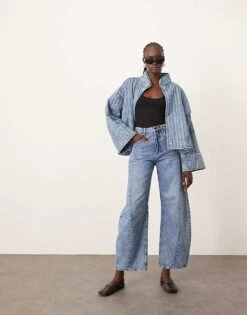 ARRANGE Sydney Barrel Leg Jean With Seam Detail In Acid Wash Blue For Women -ARANG Clothing Shop 207928841 1 acidwashblue 1