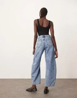 ARRANGE Sydney Barrel Leg Jean With Seam Detail In Acid Wash Blue For Women -ARANG Clothing Shop 207928841 4