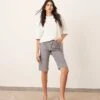 ARRANGE Cleo Denim Longline Short With Raw Hem In Slate Grey For Women -ARANG Clothing Shop 207928871 1 slategrey