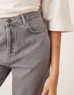 ARRANGE Cleo Denim Longline Short With Raw Hem In Slate Grey For Women -ARANG Clothing Shop 207928871 4