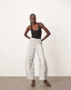 ARRANGE Sydney Denim Barrel Leg Jean In Tiger Print For Women