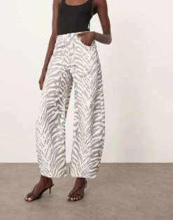 ARRANGE Sydney Denim Barrel Leg Jean In Tiger Print For Women -ARANG Clothing Shop 207928881 3