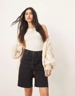 ARRANGE Wilson Denim Slouchy Short In Washed Black For Women -ARANG Clothing Shop 207928911 1 washedblack 1