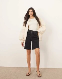 ARRANGE Wilson Denim Slouchy Short In Washed Black For Women -ARANG Clothing Shop 207928911 4