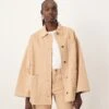 ARRANGE Oversized Mansy Denim Shacket In Clay For Women -ARANG Clothing Shop 207928931 1 clay