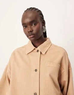 ARRANGE Oversized Mansy Denim Shacket In Clay For Women -ARANG Clothing Shop 207928931 4