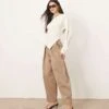 ARRANGE Remi Casual Twill Barrel Trouser In Mocha For Women -ARANG Clothing Shop 207928947 1 mocha