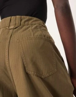 ARRANGE Remi Casual Twill Barrel Trouser In Olive Green For Women -ARANG Clothing Shop 207928957 4