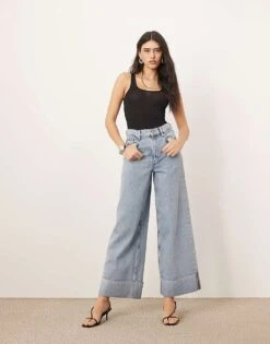 ARRANGE Parker Denim High Waist Slouchy Turn Up Jean In Light Wash Blue For Women -ARANG Clothing Shop 207928967 1 lightwashblue 1