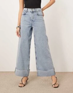 ARRANGE Parker Denim High Waist Slouchy Turn Up Jean In Light Wash Blue For Women -ARANG Clothing Shop 207928967 4