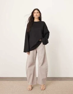 ARRANGE Sydney Denim Barrel Leg Jean In Dove Grey For Women Heather Grey