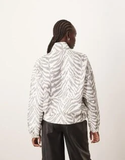 ARRANGE Denim Bomber Jacket With Seam Detail In Tiger Print For Women -ARANG Clothing Shop 208077354 4