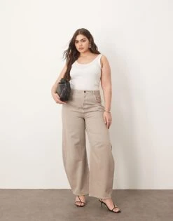 ARRANGE Curve Sydney Denim Barrel Leg Jean In Heather Grey For Women -ARANG Clothing Shop 208108821 1 heathergrey 1