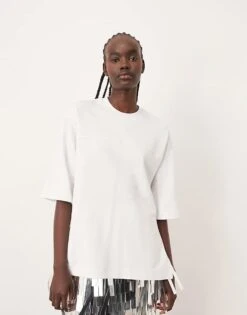 ARRANGE Seam Detail Heavy Weight Oversized Tshirt In White For Women -ARANG Clothing Shop 208116918 3