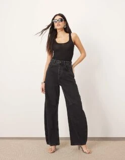ARRANGE Sydney Denim Barrel Leg Jean In Washed Black For Women -ARANG Clothing Shop 208136084 1 washedblack 1