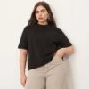 ARRANGE Curve Clean Cut Regular T-shirt In Black For Women -ARANG Clothing Shop 208186319 1 black